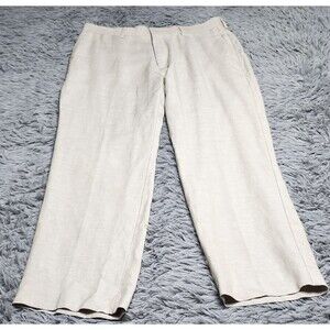 Cubavera Pants Mens 34x30 Beige Linen Blend Dress Flat Front Lightweight Summer